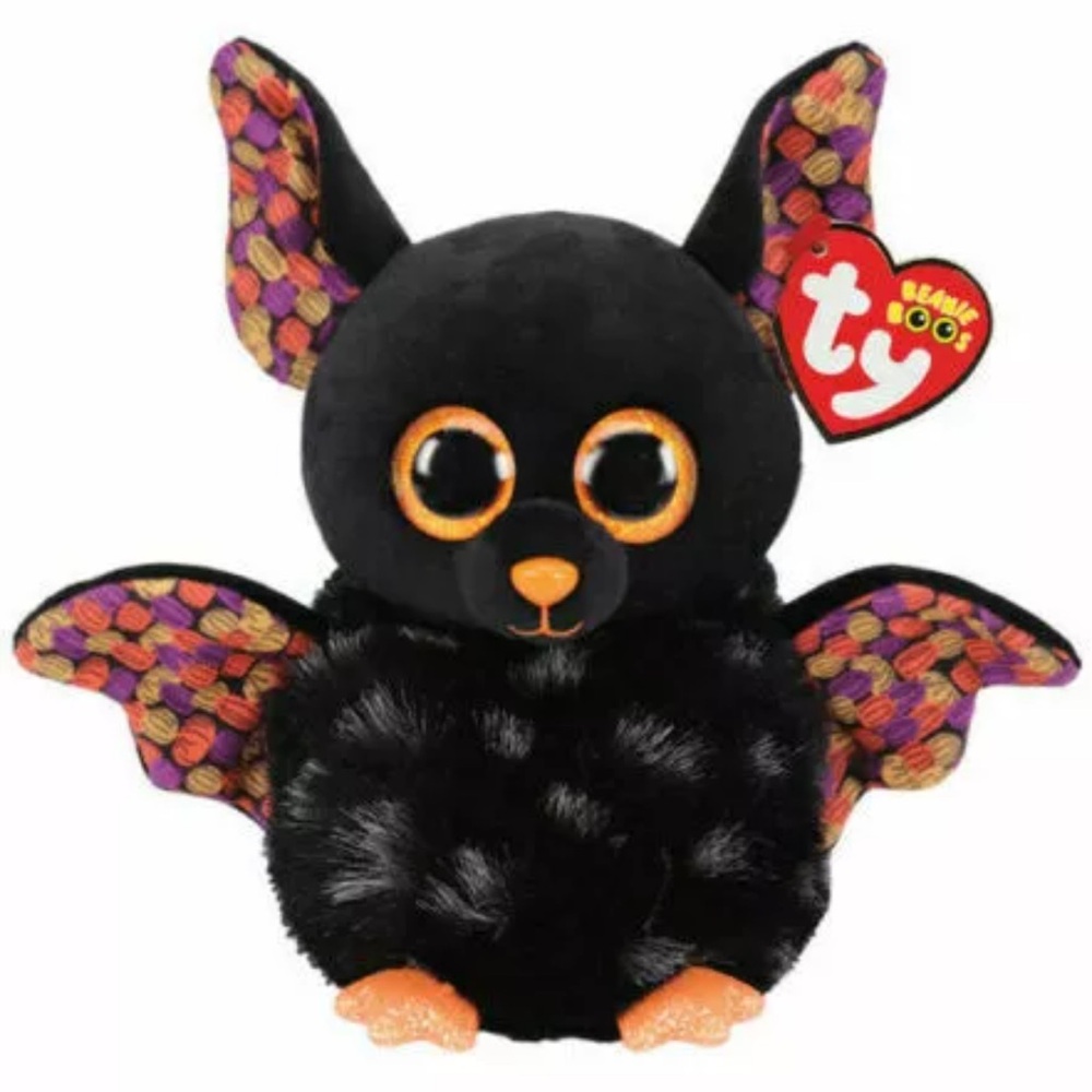 TY Beanie Boos 6" RADAR Bat Halloween Orange Sparkly Eyes Black Plush NEW